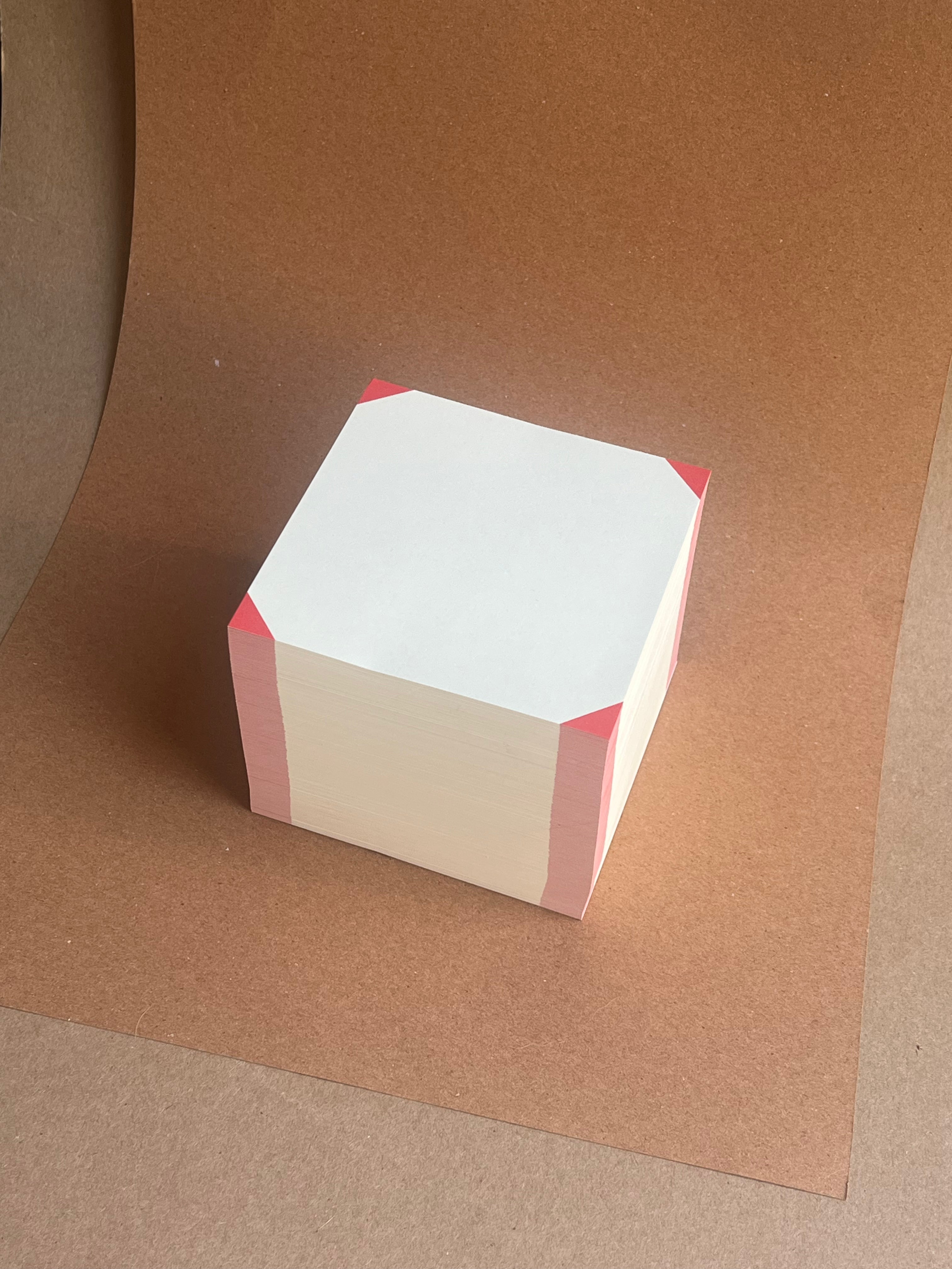 4 Corner Red and Ivory Block Pad 3.5"